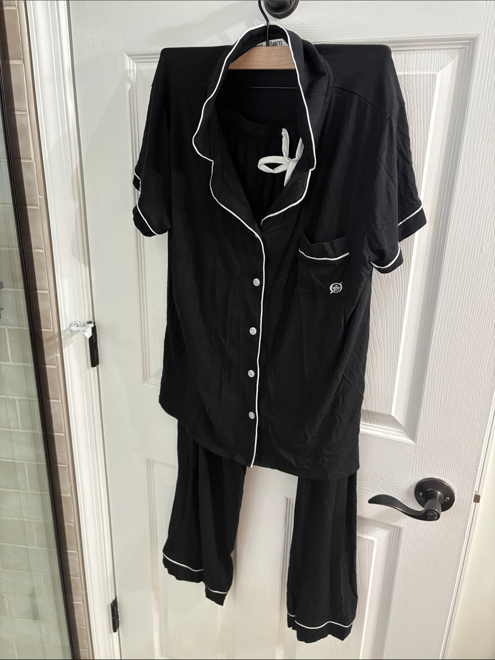 Born Black Pajama Set with White Piping